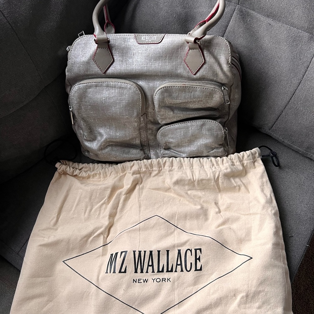 MZ Wallace gold linen multi-use bag